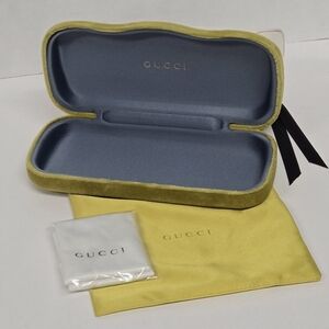 Authentic Gucci Chartreuse Velvet Glasses Case with Dust Bag EUC 7"x2.75"x1.25"